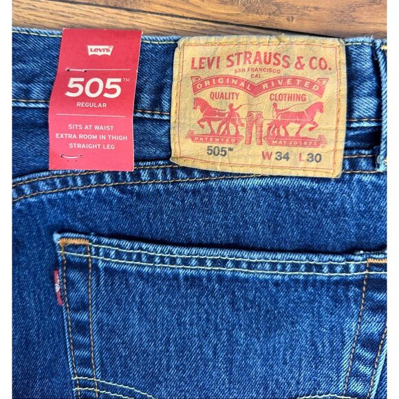 Levi’s 505 Men’s Regular Fit Straight Leg Jeans 34/30 NWT - Picture 9 of 10